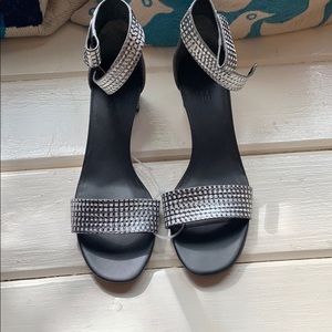 Vince Silver woven sandal heels